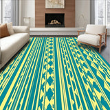 Striped Chindi Featuring Interlocking Bands and Colorful Contrast (Blue)