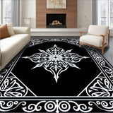 Celestial Starburst Medallion with Ornate Flourish Borders(Black)