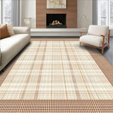 Brown & White Checkered Area Classic Grid(Beige)