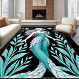 Celestial Mermaid Lagoon with Whimsical Sea Flora(Black)