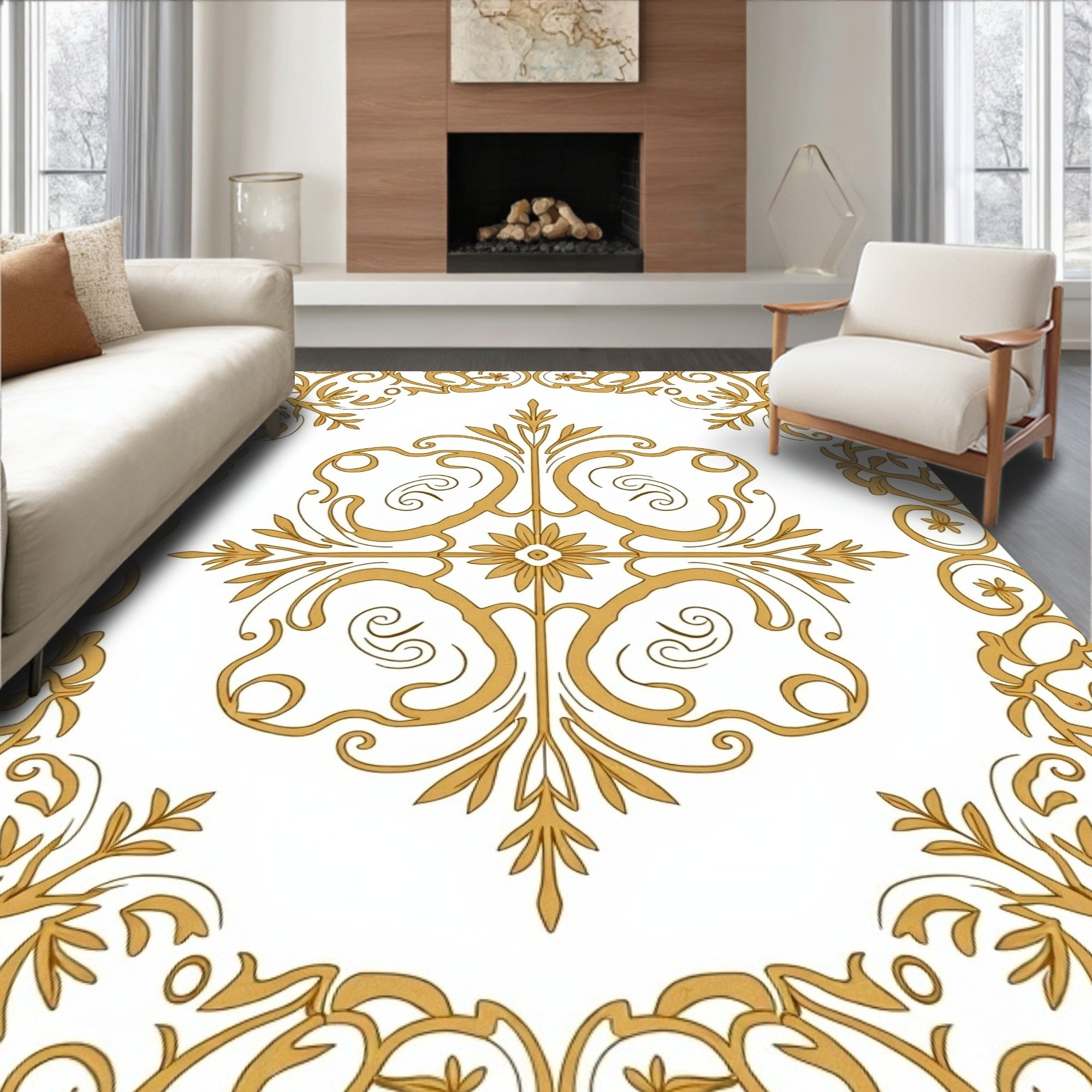 Floral Scrollwork Interlocking Filigree Modern Botanical (Gold) - ODIKA