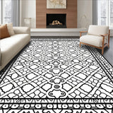 Inspired Lattice Boho Style Non Shedding Floor Covering(Black)