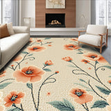 Ultra Soft Area Rug, Non Slip, Stain Resistant, Washable Area Rugs for Living Room, Bedroom, Modern Beige Geometric Floral Living Room Rug(Beige)