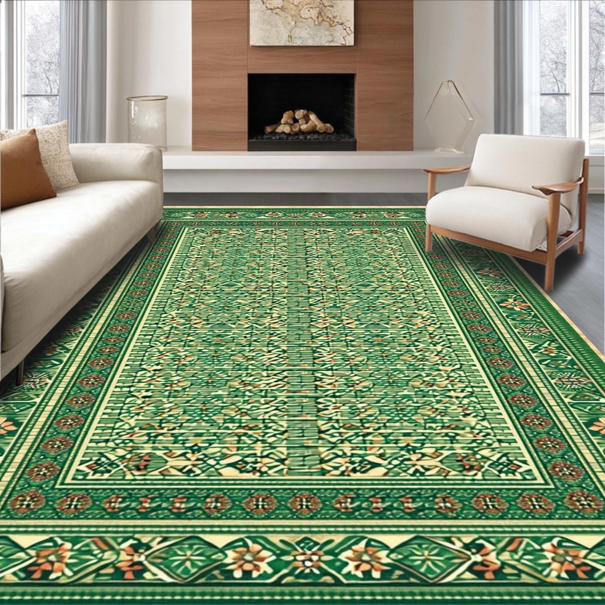Ultra Soft Area Rug, Non Slip, Stain Resistant, Washable Area Rugs for Living Room, Bedroom, Rust Green Dining Room Home Office Area Rug(Green)
