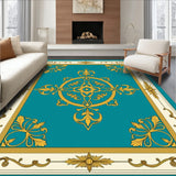 Classic Damask Scrollwork with Elegant Framed Edge Accent (Teal)