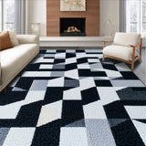 Ultra Soft Area Rug, Non Slip, Stain Resistant, Washable Area Rugs for Living Room, Bedroom, Modern Geometric Non-Shedding(Black)