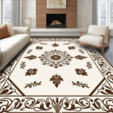 Ancient Medallion Mosaic Floral Vine Botanical Tapestry(Beige)