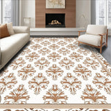 Artisan Floral Burst with Symmetrical Wreaths and Subtle Damask Detailing(Brown)
