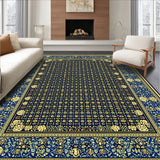 Elegant Geometric Area Featuring Blue and Gold Floral(Blue)