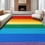 Ultra Soft Area Rug, Non Slip, Stain Resistant, Washable Area Rugs for Living Room, Bedroom, Rainbow Stripe Plush(Red)
