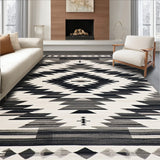 Geometric Southwestern Round Area Featuring Bold Tribal(Gray)