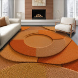 Ultra Soft Area Rug, Non Slip, Stain Resistant, Washable Area Rugs for Living Room, Bedroom, Modern Wavy Circles Soft Living Room(Orange)