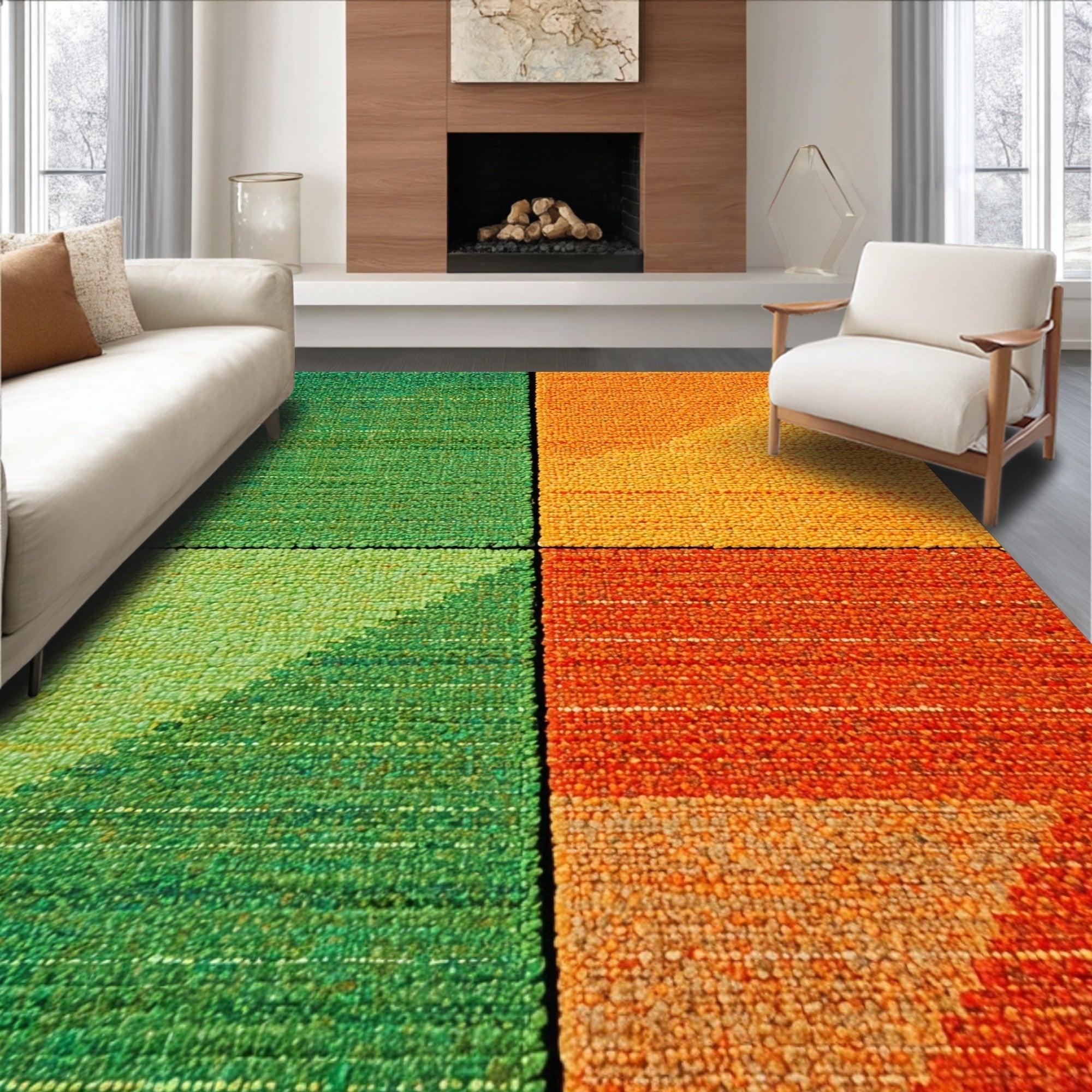 Ultra Soft Area Rug, Non Slip, Stain Resistant, Washable Area Rugs for Living Room, Bedroom, Modern Geometric Spiral Living Room Non-Slip Rug(Green)