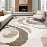 Chic Area with Abstract Swirl in Beige and Taupe Shades(Beige)