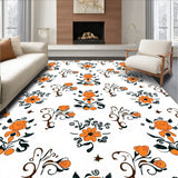 Modern Damask Revival Stylized Blossom Motif Accent (Orange)