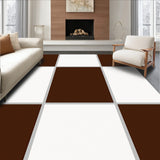 Rustic Farmhouse Grid Motif With Crisp Contrasting Blocks(Brown)