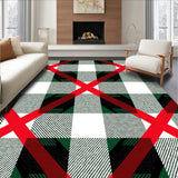 Buffalo Check Tartan Stripe Crosshatch Floor Covering(Red)