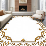 Tan Area with Ornate Floral Medallion Motifs and Curved Edges(Gold)