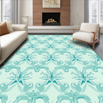 Elegant Damask Inspired Motif with Curved Floral Silhouettes (Blue) - ODIKA