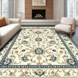 Elegant Floral Beige and Azure Area(Beige)
