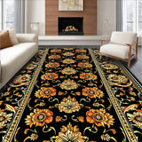 Ultra Soft Area Rug, Non Slip, Stain Resistant, Washable Area Rugs for Living Room, Bedroom, Paisley Floral Washable(Black)