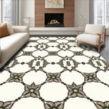 Distressed Faded Latticework with Ornate Floral Details (White)