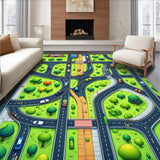 Ultra Soft Area Rug, Non Slip, Stain Resistant, Washable Area Rugs for Living Room, Bedroom, Colorful City Life Kids Playroom Educational Rug(Green)
