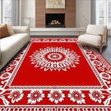 Vibrant Starburst Floral Medallion Accent Castle Decoration(Red)