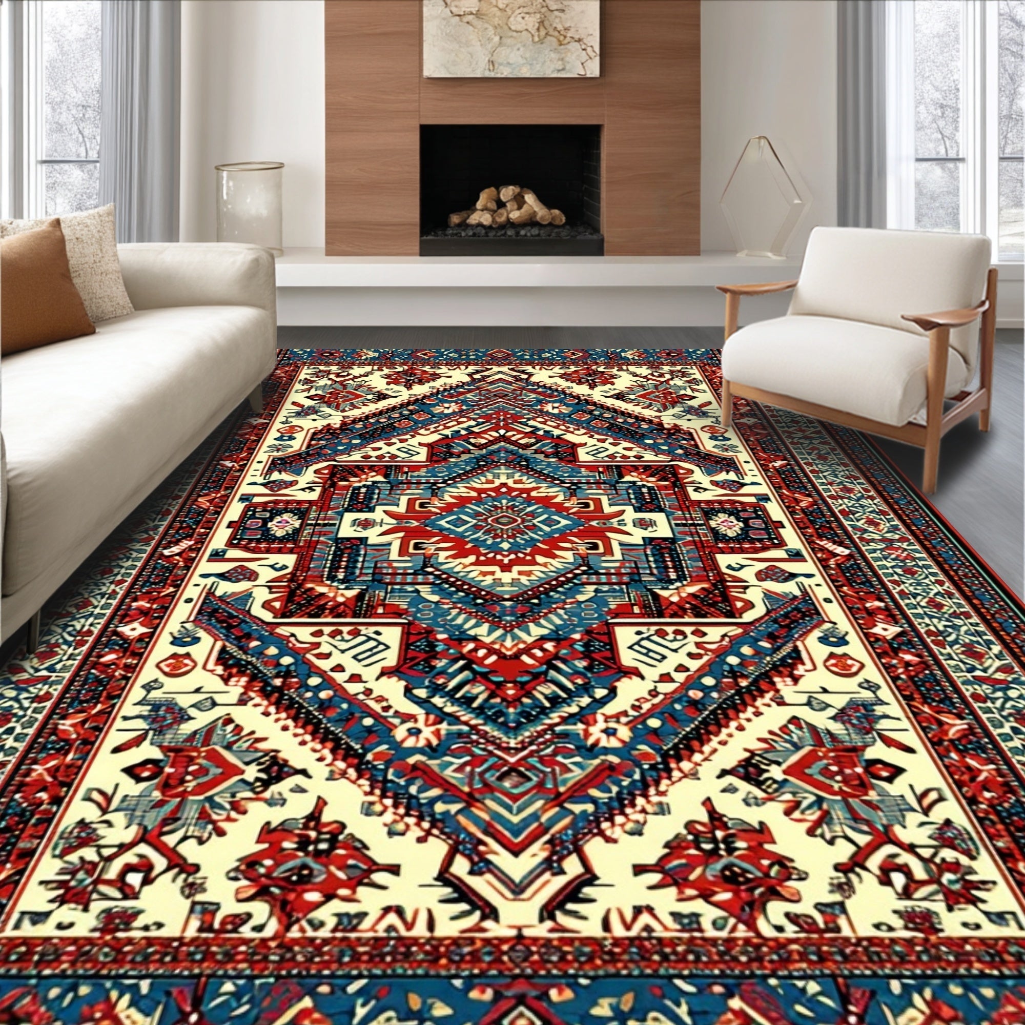 Ultra Soft Area Rug, Non Slip, Stain Resistant, Washable Area Rugs for Living Room, Bedroom, Low-Profile Snail Pattern Kitchen Decor Mat(Beige)