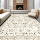 Ivory Beige Geometric Loop Area Tribal Inspired(Beige)