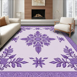 Traditional Oushak Inspired Medallion with Ornate Palmette Accents(Purple)
