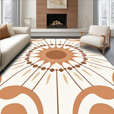 Abstract Sunburst Mosaic with Minimalist Petal Motifs(Brown)