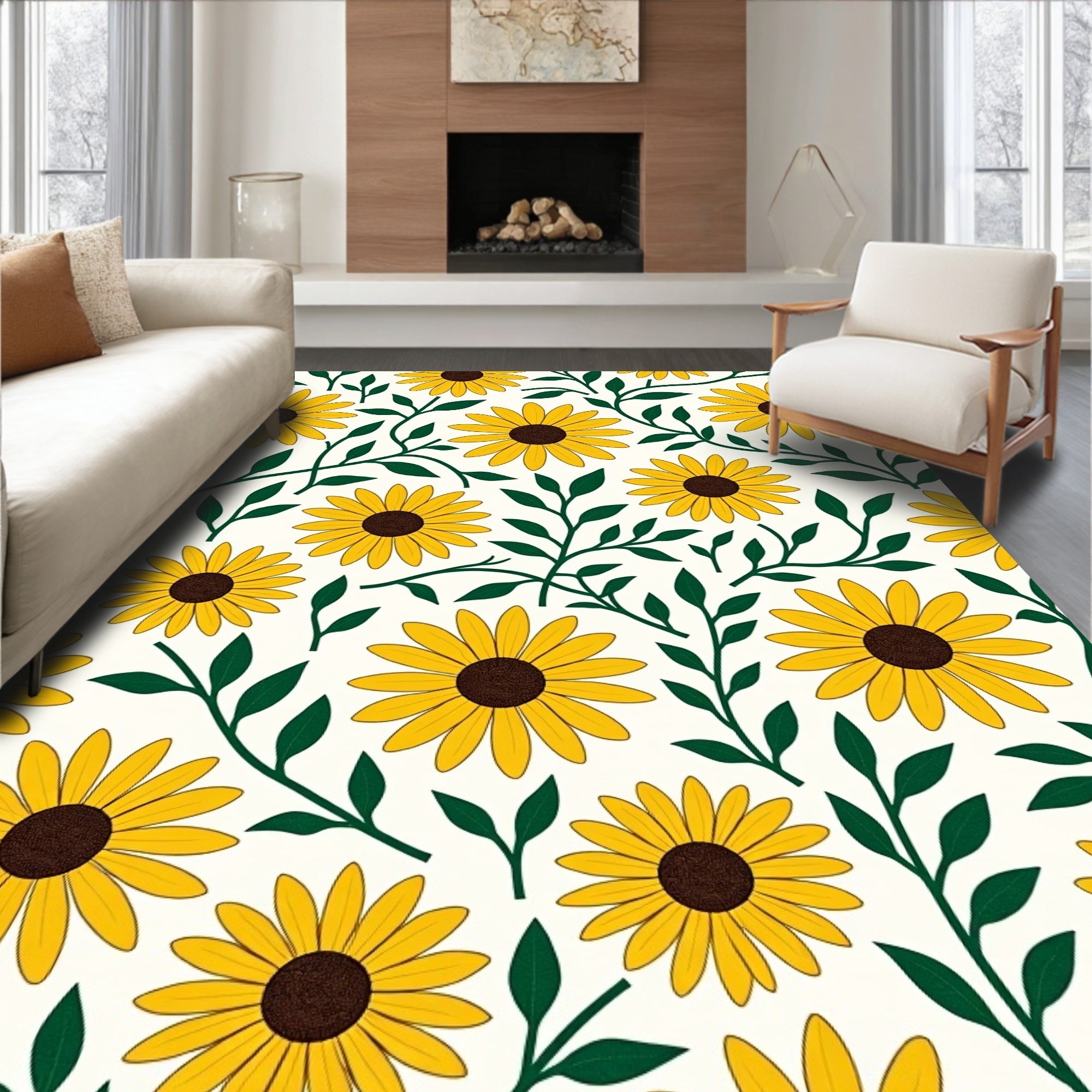 Sunburst Daisy Chain Design with Retro Cottage Aesthetics (Yellow) - ODIKA