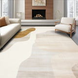 Minimalist Neutral Beige Brushstroke Design Flowing Abstract Forms(Beige)
