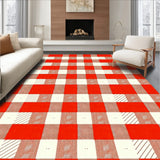 Harvest Plaid Patchwork Check Motif with Interlocking Autumnal Stripes(Red)