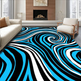 Retro Swirl Motif with Abstract Fluid Waves and Vintage (Blue)