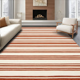 Durable Farmhouse Style with Bold Terracotta and Beige Linear(Brown)
