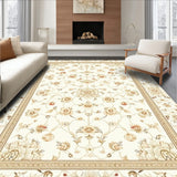 Stylish Square Area with Timeless Floral Motifs in Warm Cream Tones(Beige)