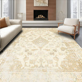 Washed Effect Low Pile Area Featuring Classic Ornamental Medallions(Beige)