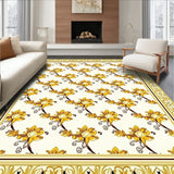 Vintage Damask Scroll Design Elegant Plush Floor Covering(Gold)