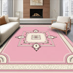 Distressed Medallion Trellis Motif with Faded Floral Accents (Pink) - ODIKA