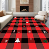 Festive Buffalo Check with Traditional Holiday Motifs(Red)