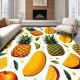 Tropical Fruit Fusion Area Rug Colorful Pineapple & Mango Print Carpet(Yellow)