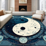 Ultra Soft Area Rug, Non Slip, Stain Resistant, Washable Area Rugs for Living Room, Bedroom, Trigram Design Bedroom Soft Plush Area Mat(Black)