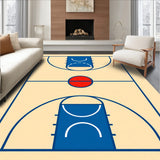 Basketball Court Beige Floor Blue Key Blue Lines Red Circle(Beige)