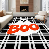 Buffalo Checkered Ghost Motif Welcome with Playful Script(Black)