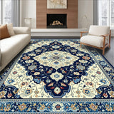 Elegant Medallion Navy Beige Coastal Floral(Ivory)