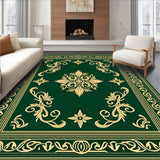 Emerald Garden Damask with Flourishing Leaf Motifs (Green)