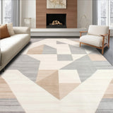Area Contemporary Geometric Beige Patterned(Beige)