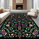 Dark Floral Nightscape with Surreal and Mushroom (Black)